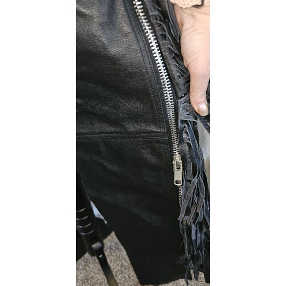 HIMALAYA MOTOR BIKE WEAR 100% Leather Chaps Size Small Zipper Motorcycle Black - Picture 5 of 11